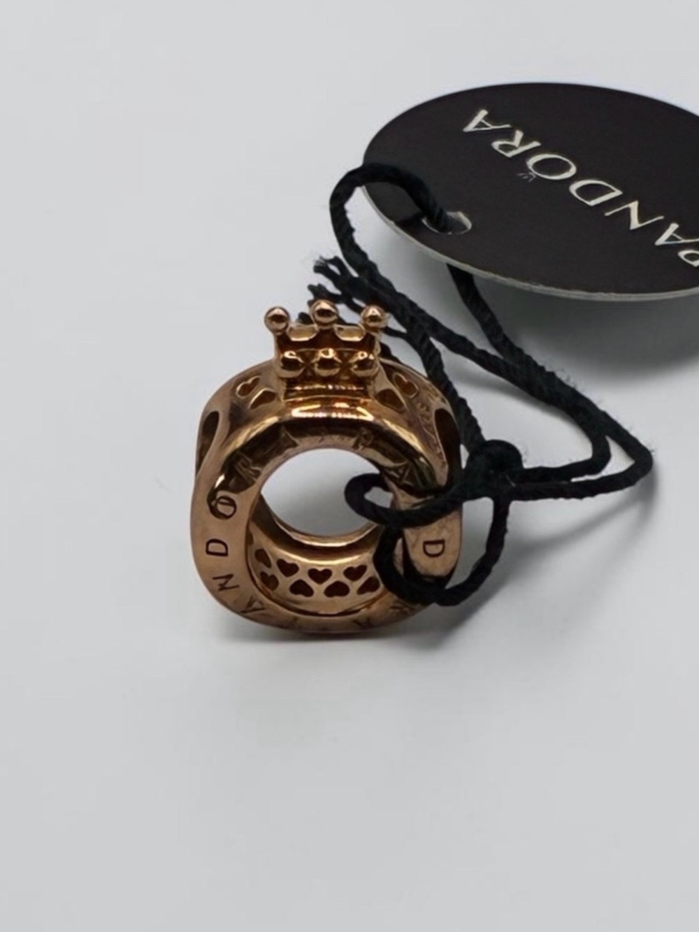 Authentic Pandora Rose Gold Crown O Charm with Box & Tag
